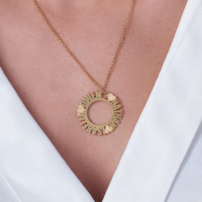 Circle Name Necklace in Gold Plating with Diamond Effect - 2