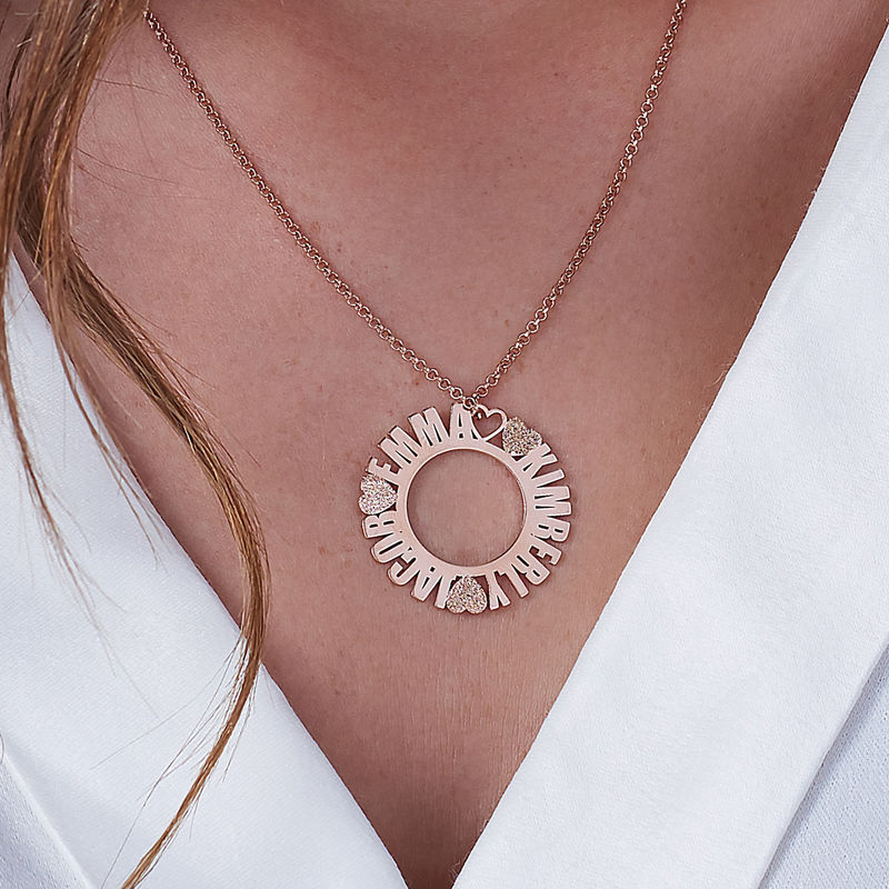 Circle Name Necklace in Rose Gold Plating with Diamond Effect - 2 product photo