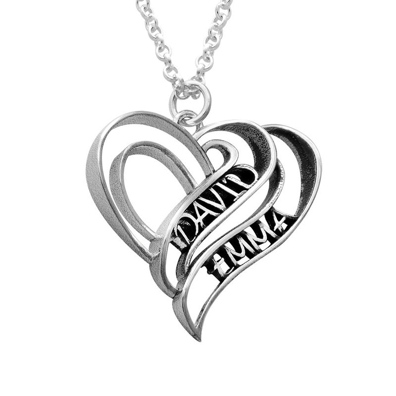 Personalized 3D Heart Necklace in Sterling Silver