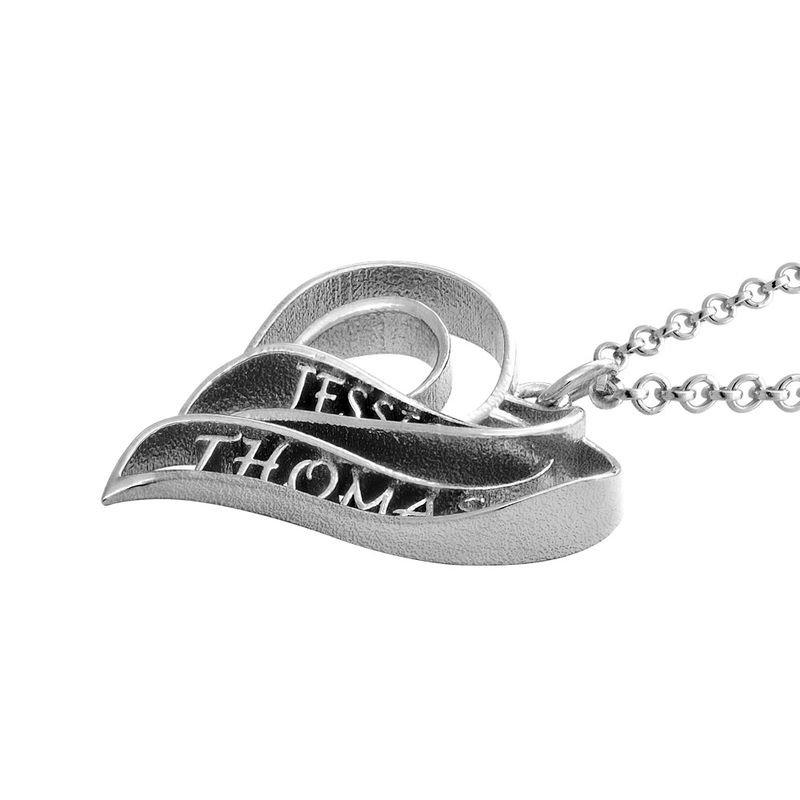 Personalized 3D Heart Necklace in Sterling Silver - 1