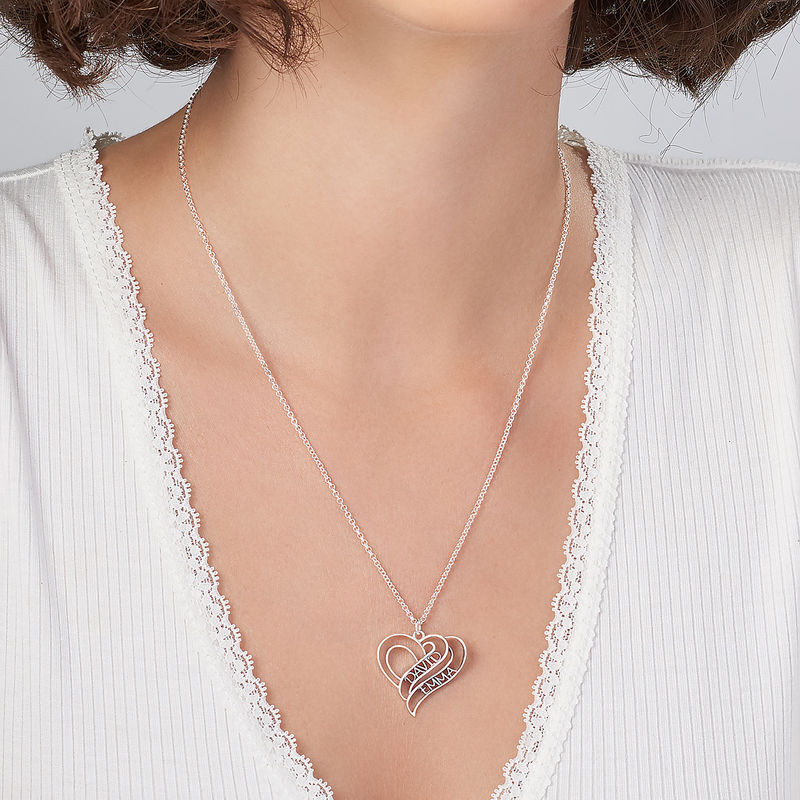 Personalized 3D Heart Necklace in Sterling Silver - 3