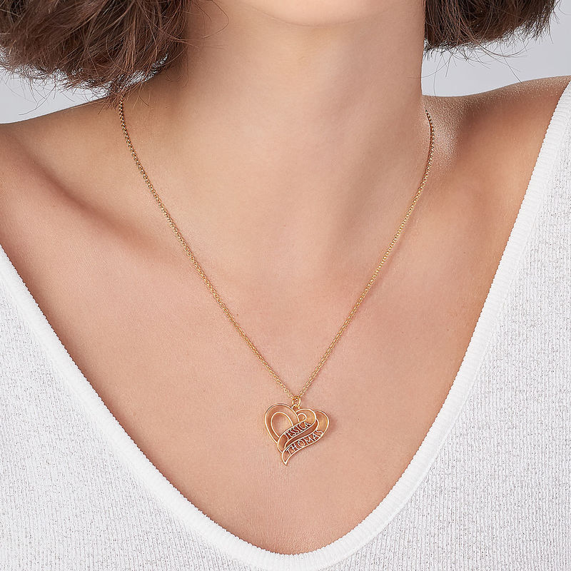 Personalized 3D Heart Necklace with 18K Gold Plating - 3