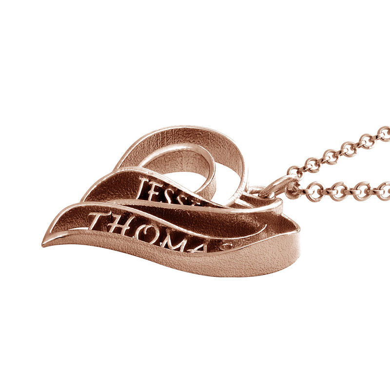 Personalized 3D Heart Necklace with 18K Rose Gold Plating - 1