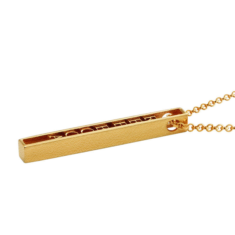 Personalized 3D Bar Necklace with 18K Gold Plating - 1