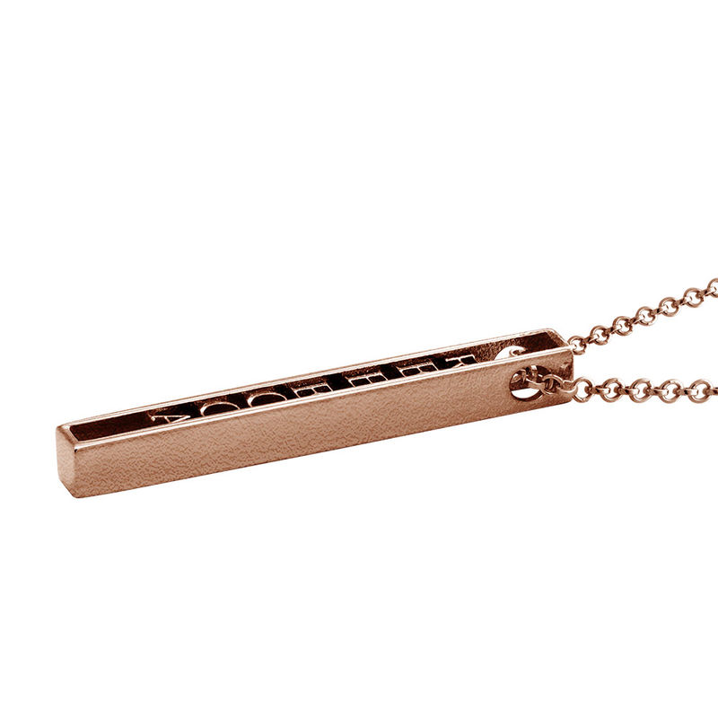 Personalized 3D Bar Necklace with 18K Rose Gold Plating - 1