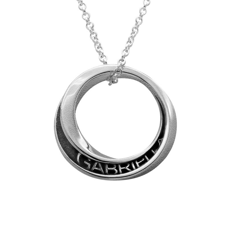 Personalized 3D Circle Necklace in Sterling Silver