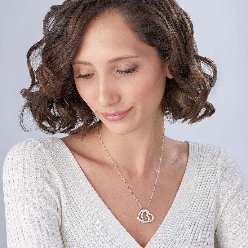 Interlocking Hearts Necklace in Sterling Silver - 2 product photo