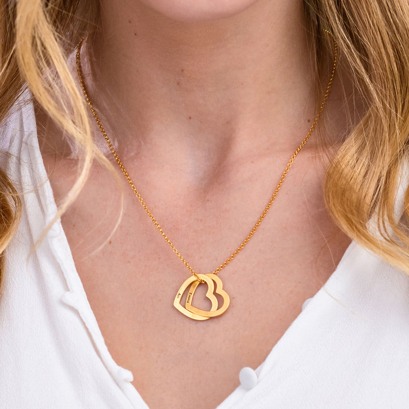 Interlocking Hearts Necklace  with 18K Gold Plating - 2 product photo