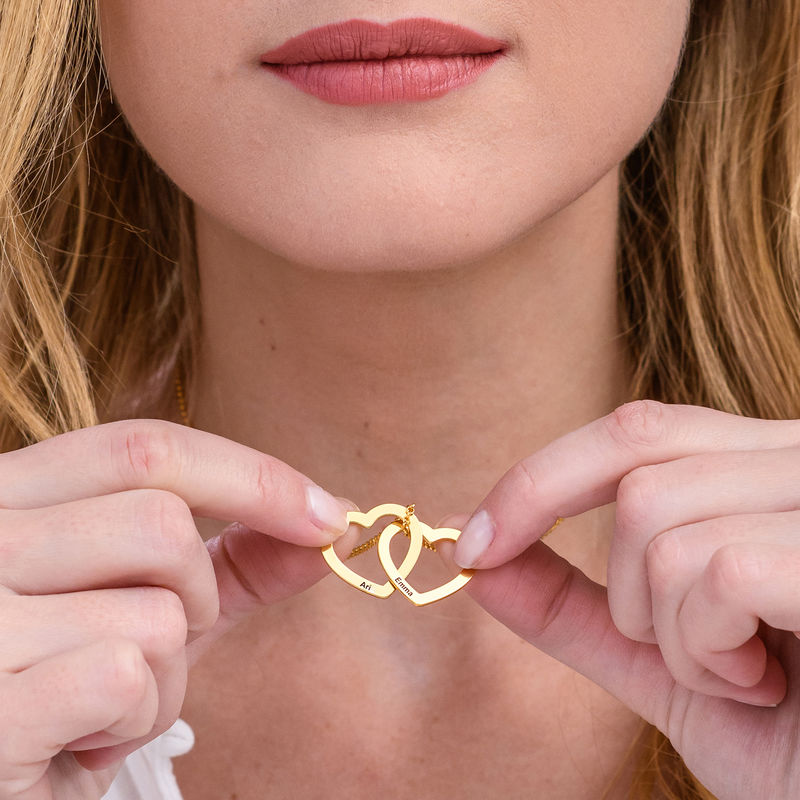Interlocking Hearts Necklace  with 18K Gold Plating - 3 product photo
