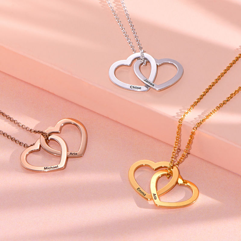 Interlocking Hearts Necklace with 18K Rose Gold Plating - 2