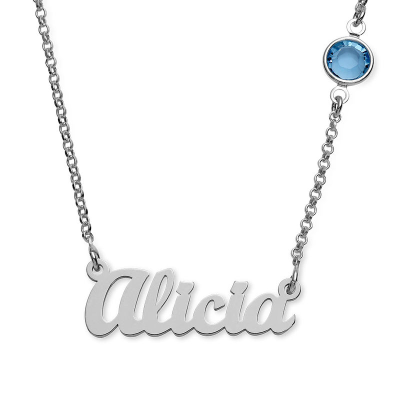 Name Necklace in Silver with One Stone