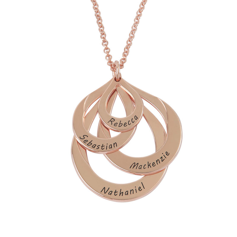Engraved Family Necklace - Four Drops in Rose Gold Plating - 1 product photo
