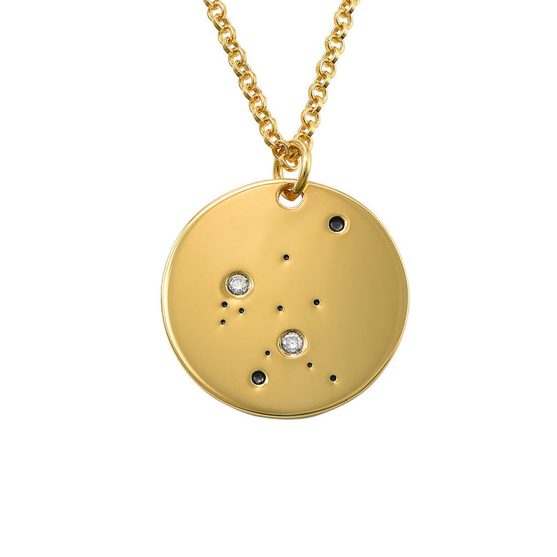 Aquarius Constellation Necklace with Diamonds in Gold Plating