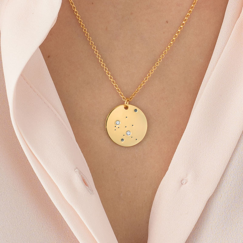 Aquarius Constellation Necklace with Diamonds in Gold Plating - 2
