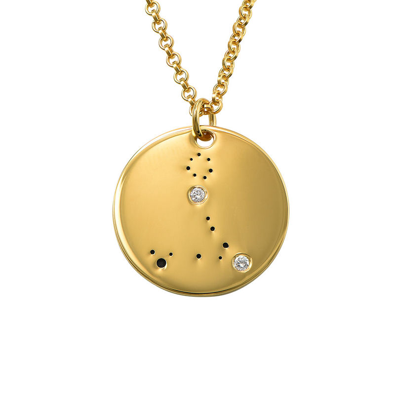Pisces Constellation Necklace with Diamonds in Gold Plating