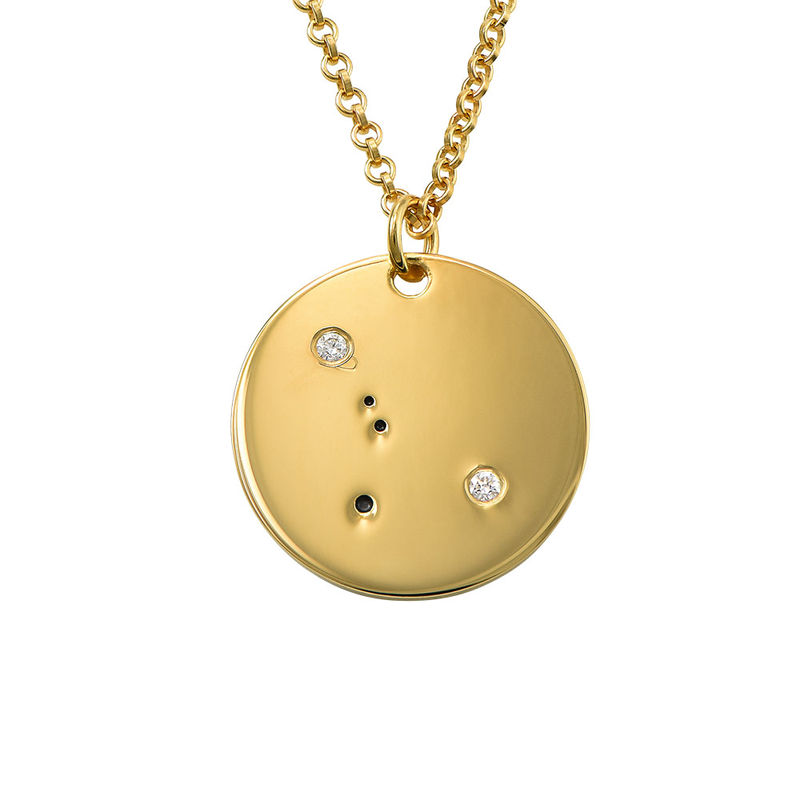 Cancer Constellation Necklace with Diamonds in Gold Plating