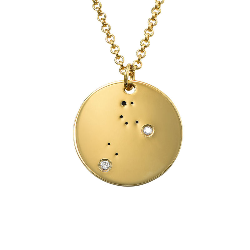 Leo Constellation Necklace with Diamonds in Gold Plating