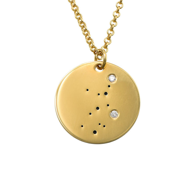 Virgo Constellation Necklace with Diamonds in Gold Plating