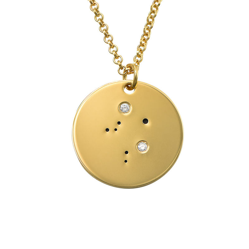 Libra Constellation Necklace with Diamonds in Gold Plating