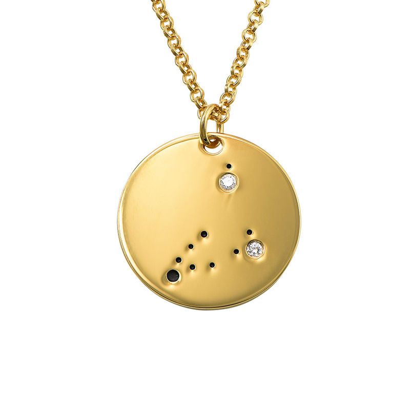 Capricorn Constellation Necklace with Diamonds in Gold Plating