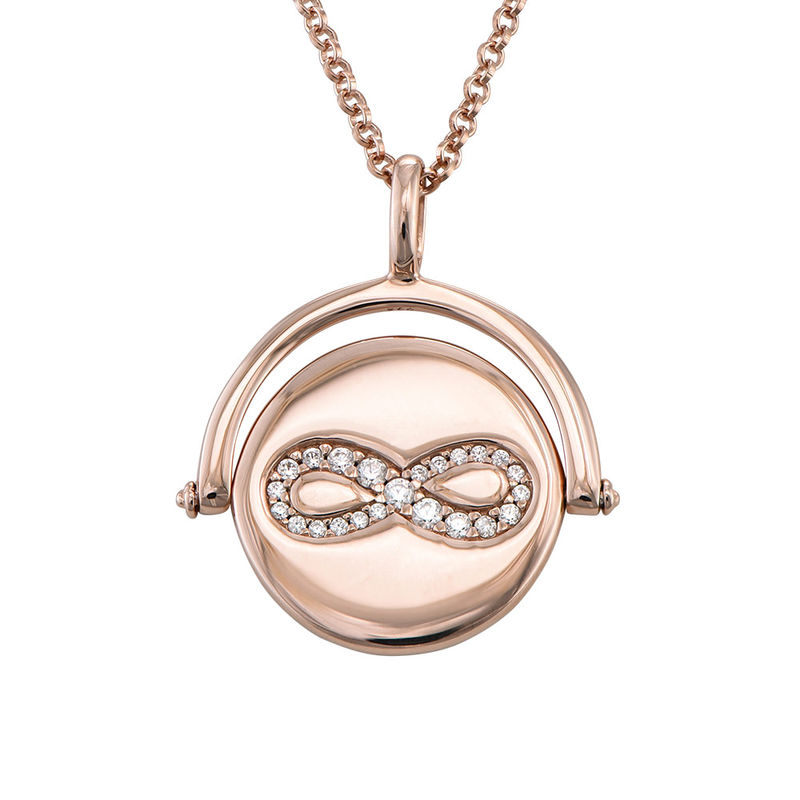 Spinning Infinity  Pendant Necklace in Rose Gold Plating