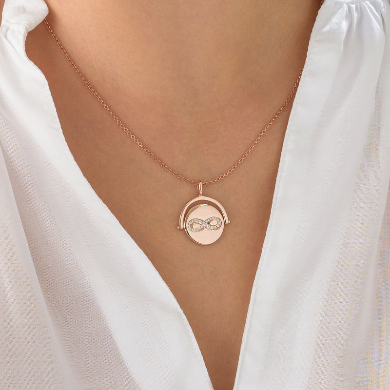 Spinning Infinity  Pendant Necklace in Rose Gold Plating - 3
