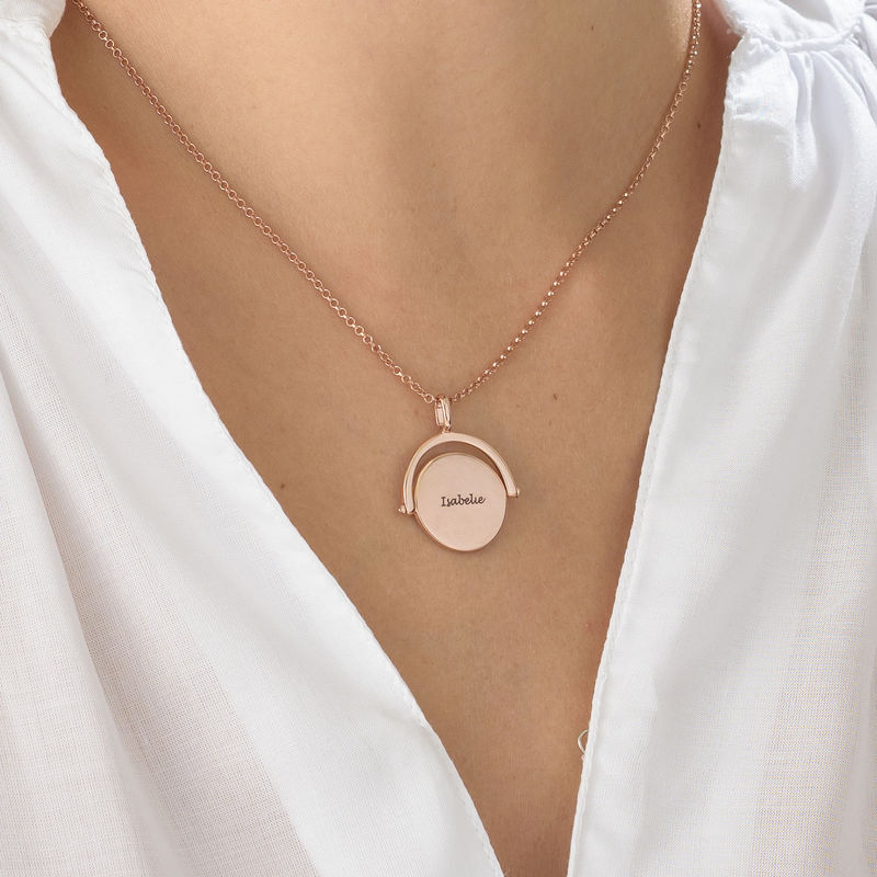 Spinning Infinity  Pendant Necklace in Rose Gold Plating - 4