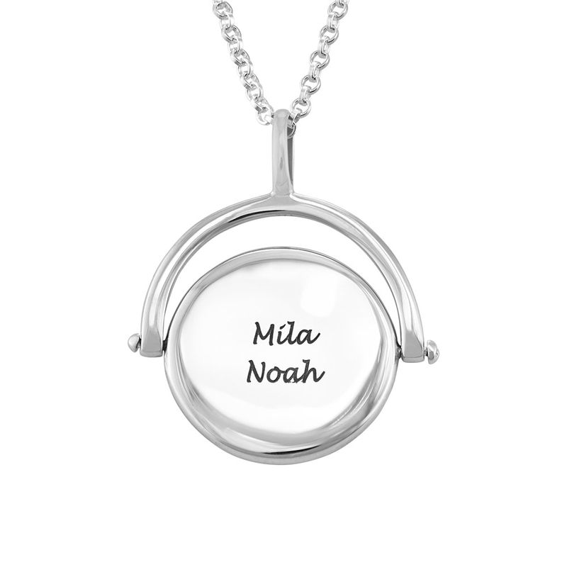 Spinning Engraved Necklace in Silver