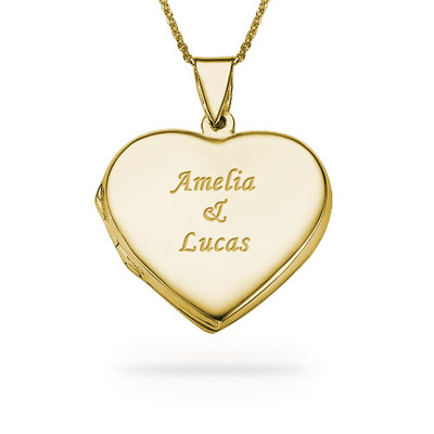18k Gold plated Engraved Heart Locket Necklace