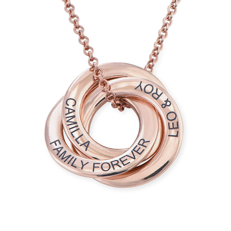 Russian Ring Necklace in Rose Gold Plated Silver - 3D Curved Design