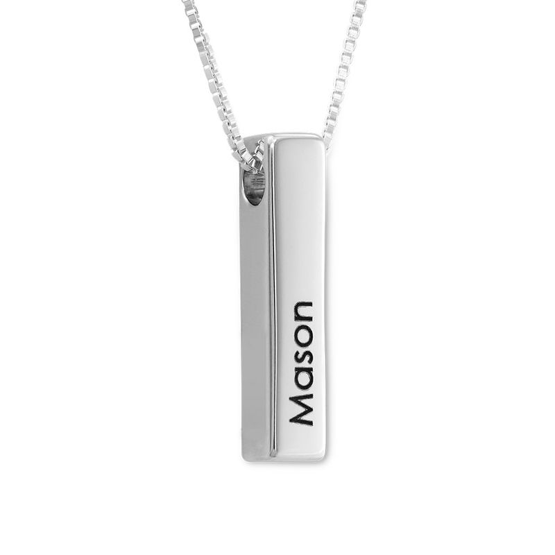 Short 3D Bar Necklace in Silver - 1