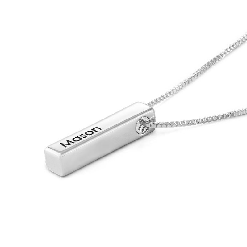 Short 3D Bar Necklace in Silver - 2