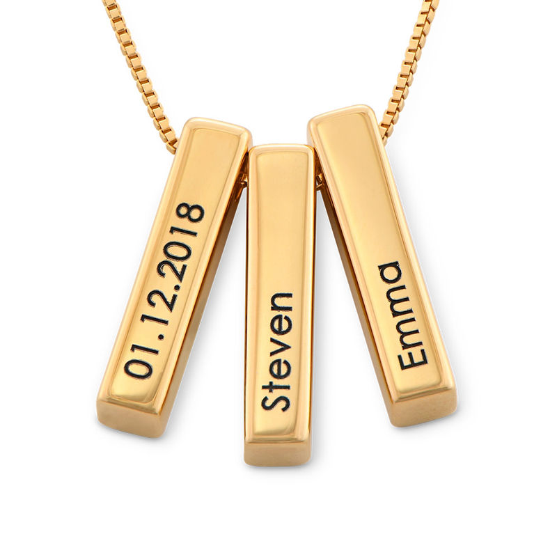 Short 3D Bar Necklace in Gold Plating