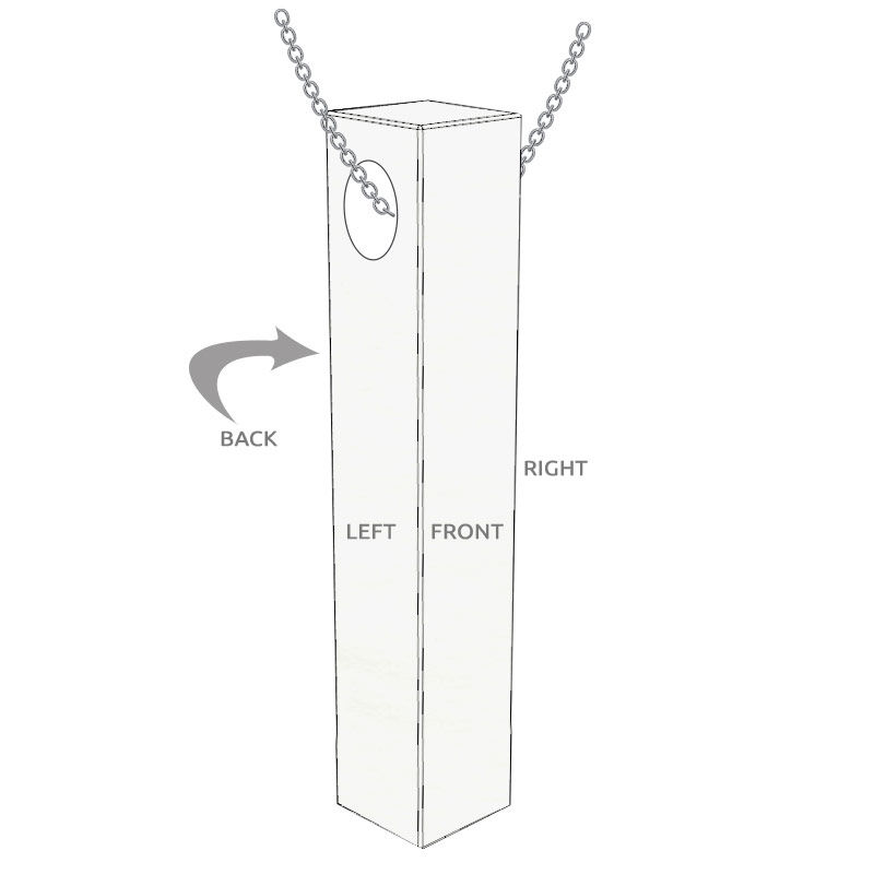 Long 3D Bar Necklace in Silver - 5