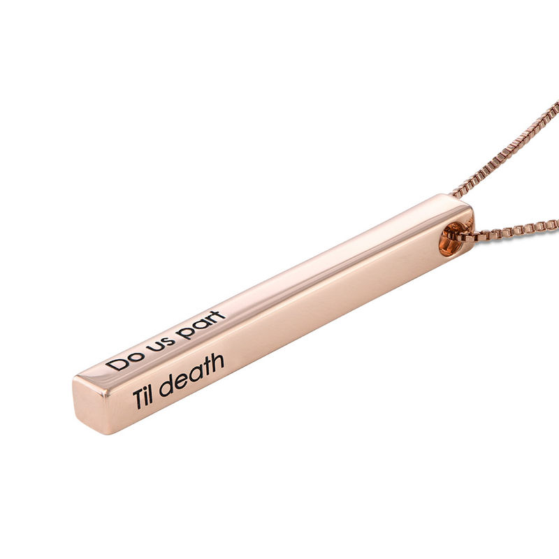 Long 3D Bar Necklace in Rose Gold Plating - 1