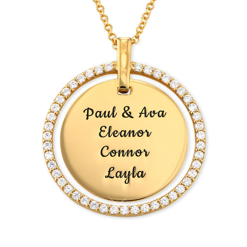 Engraved Disc Necklace in Gold Plating