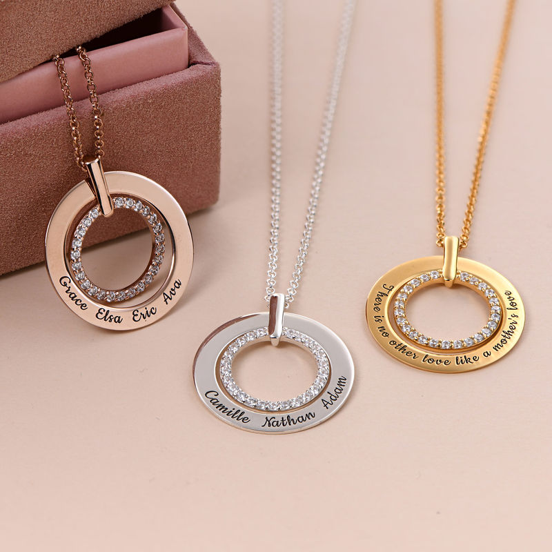 Engraved Circle Necklace in Gold Plating - 1