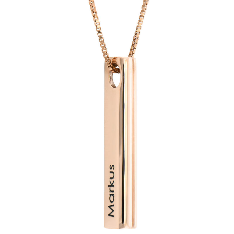 Heart Shaped 3D Bar Necklace- Rose Gold Plated