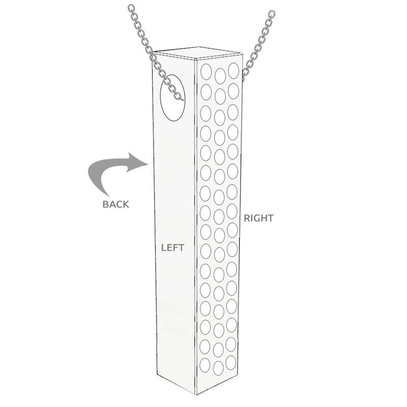 Vertical 3D Bar Necklace with Cubic Zirconia in Silver - 5 product photo