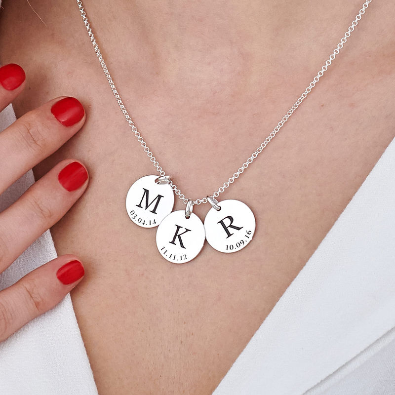 Personalized Initial and Date Necklace in Sterling Silver - 4