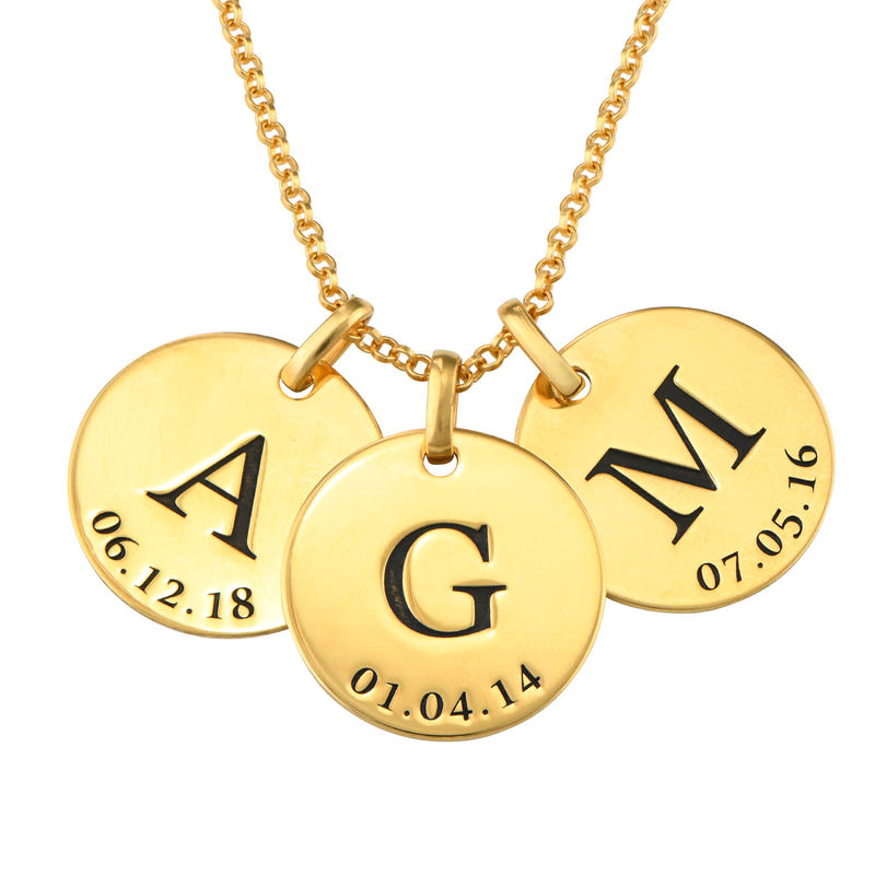 Personalized Initial and Date Necklace in Gold Plating - 1