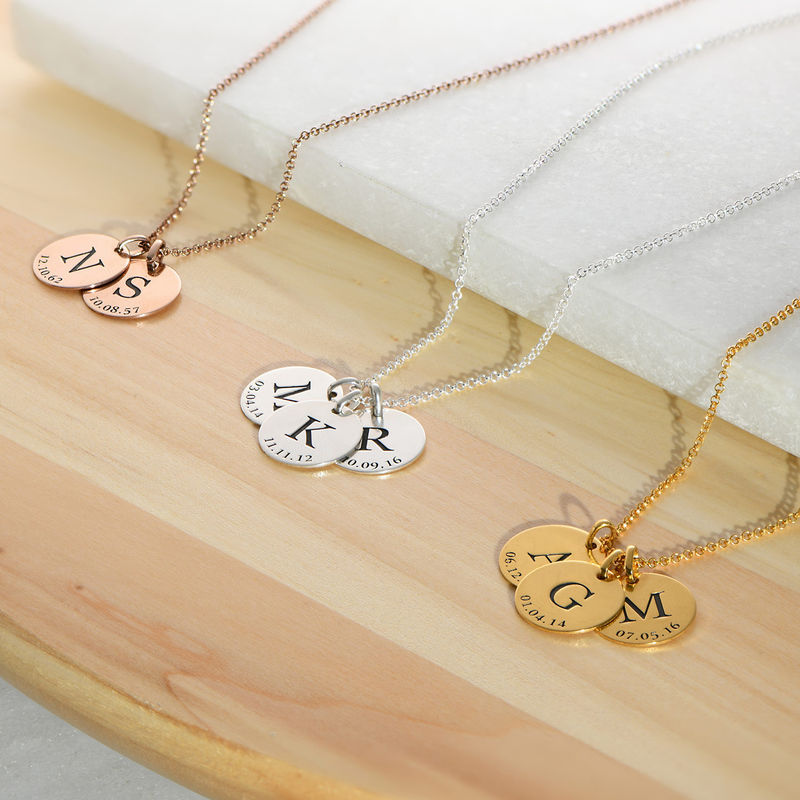 Personalized Initial and Date Necklace in Gold Plating - 2