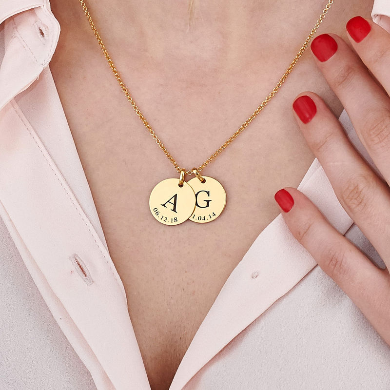Personalized Initial and Date Necklace in Gold Plating - 5