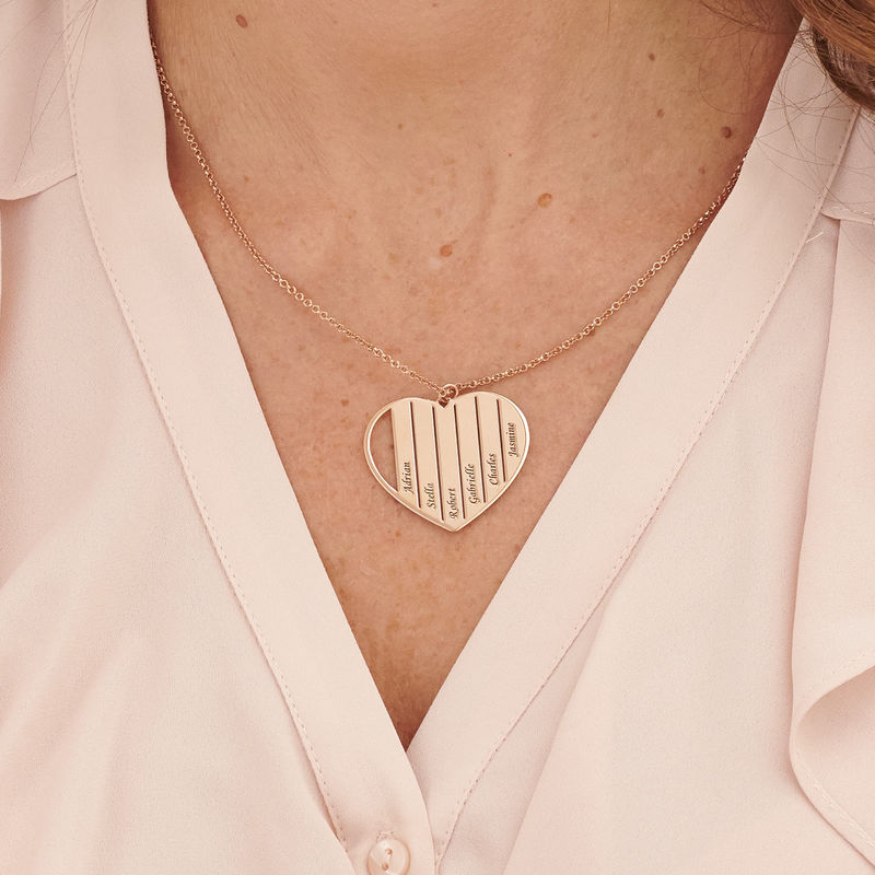 Mom Heart Necklace in Rose Gold Plating - 3
