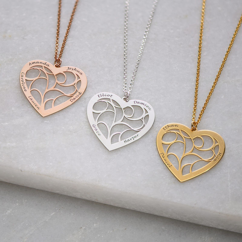Heart Family Tree Necklace in Gold Plated - 1