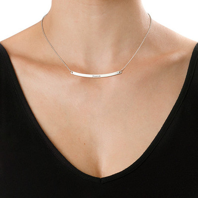 Personalized Curved Bar Necklace - 1