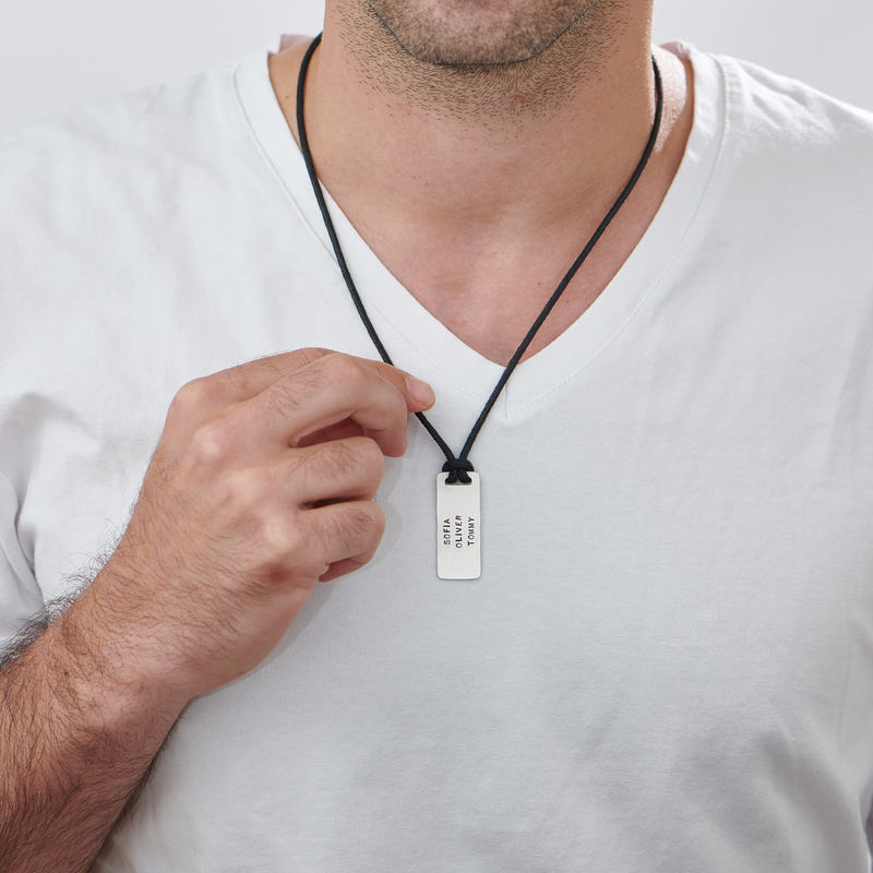 Custom Dog Tag Wax Cord Necklace for Men - 1 product photo