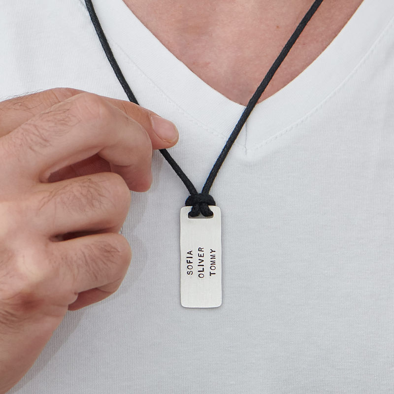 Custom Dog Tag Wax Cord Necklace for Men - 2 product photo