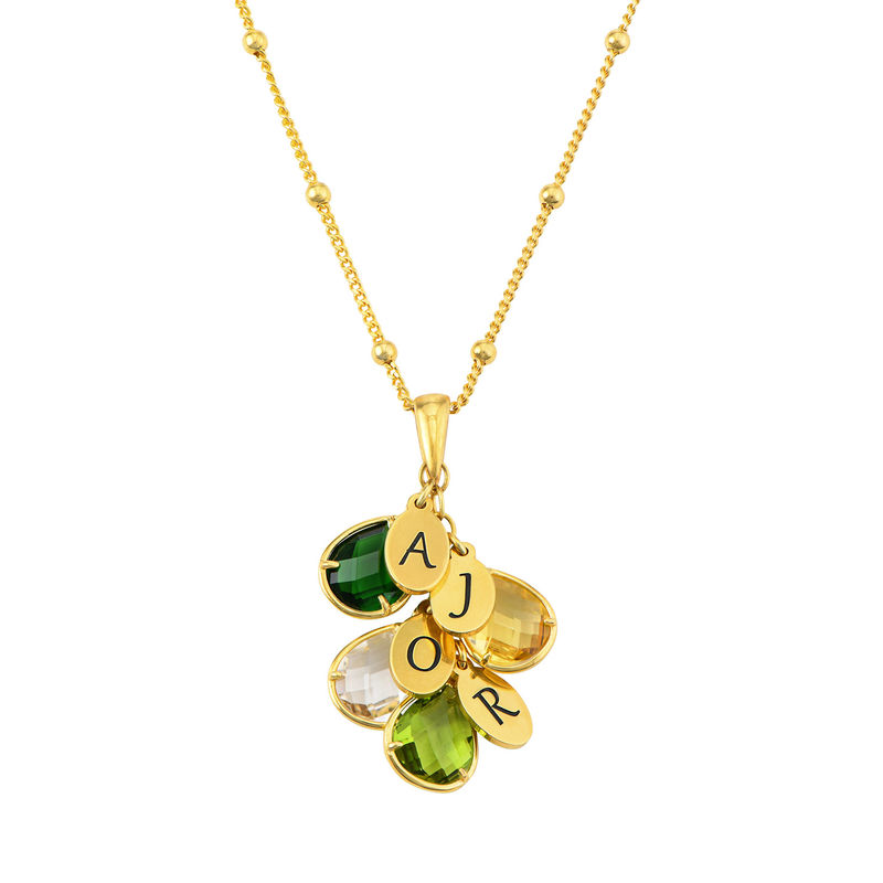 Custom Birthstone Drop Necklace for Mom in 18k Gold Vermeil