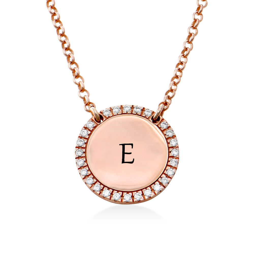 Personalized Round Cubic Zirconia Necklace in Rose gold Plating